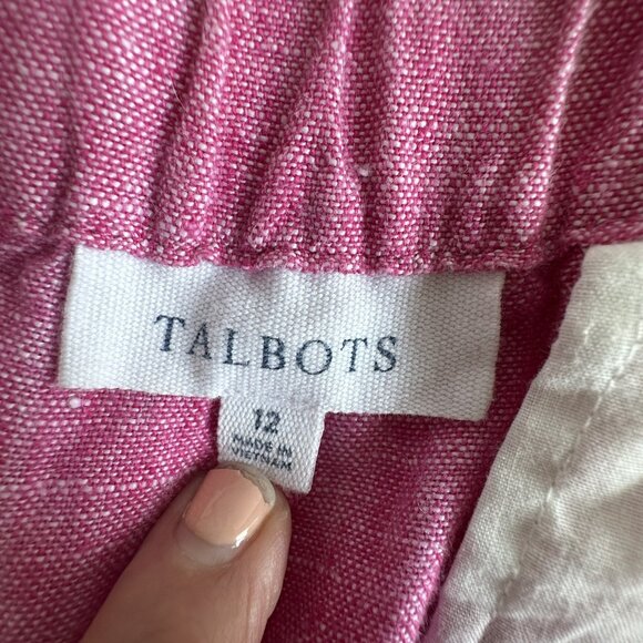 Talbots Pants Womens 12 Pink Linen Cropped Tassel Drawstring Resort Boho Trim‎ - Picture 4 of 13